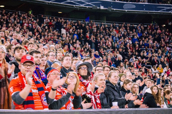 Bayern munich fans in crowd at a match